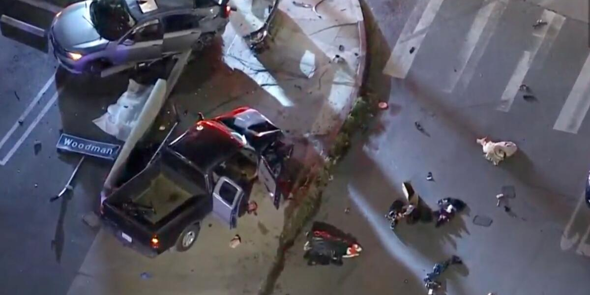 LA County Police Car Overturns in High-Speed Chase of Stolen Vehicle