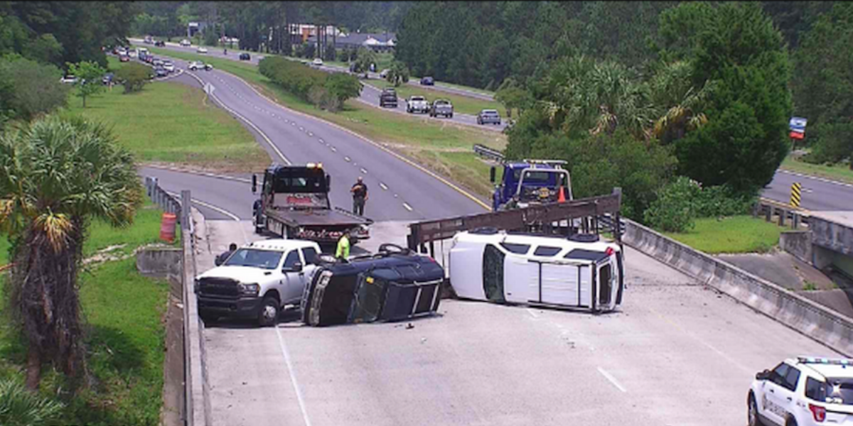 Overturned Car Hauler Closes Eastbound Lanes of US 278 in Okatie Area
