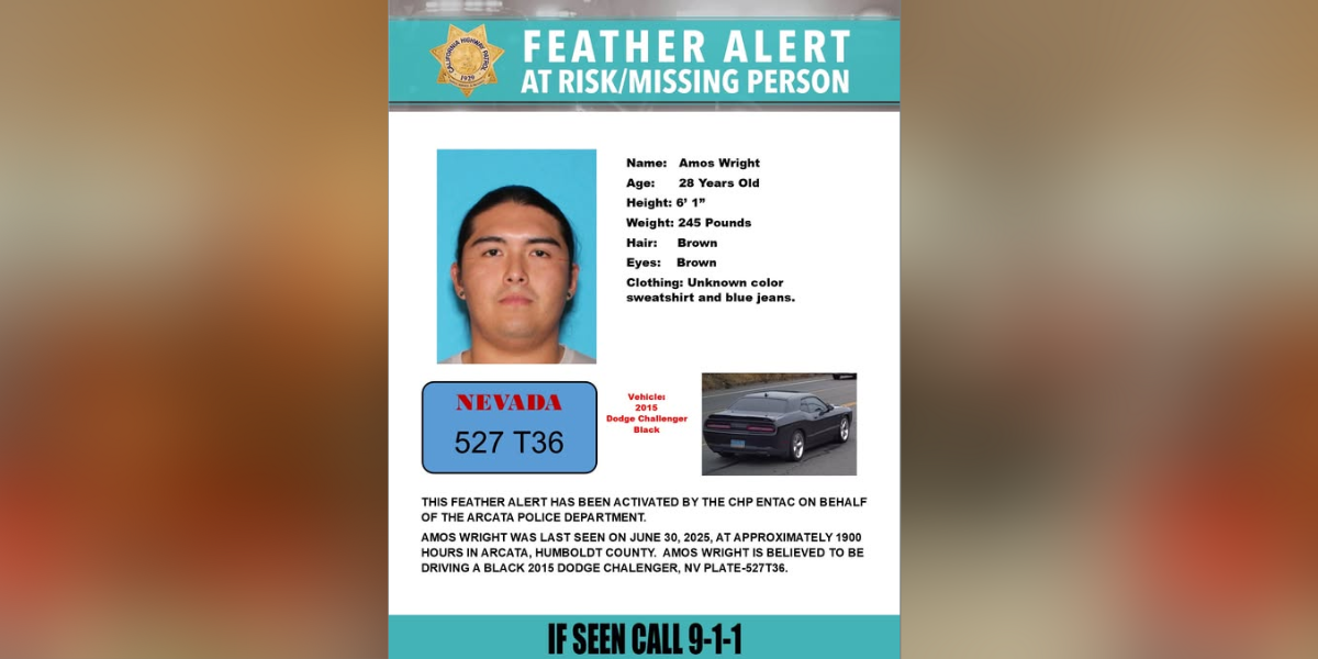 Urgent Search Underway for Missing At-Risk Man in Arcata, Feather Alert Issued
