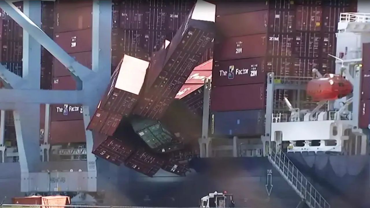 Dozens of Shipping Containers Crash Into the Water in Viral Port Video