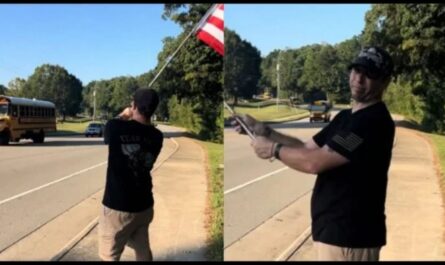 Virginia Man Sparks Outrage After Flag-Waving Rant About Trans Kids Outside Local School