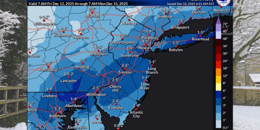 Winter Storm Forecast Upgraded New Jersey Could See 1–4 Inches of Snow, Dangerous Cold to Follow